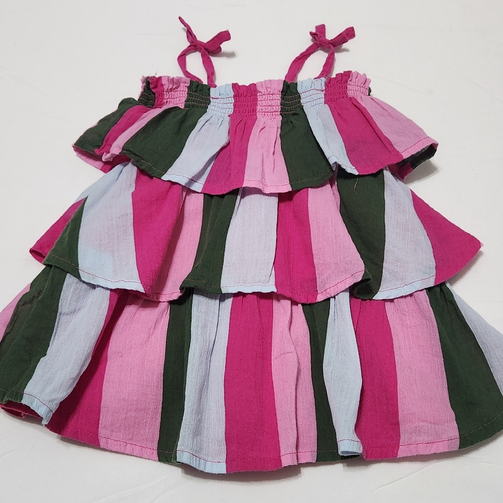 Janie and Jack Layered Striped Sundress Tiered Ruffle Gauze Cotton Summer 6-12 M